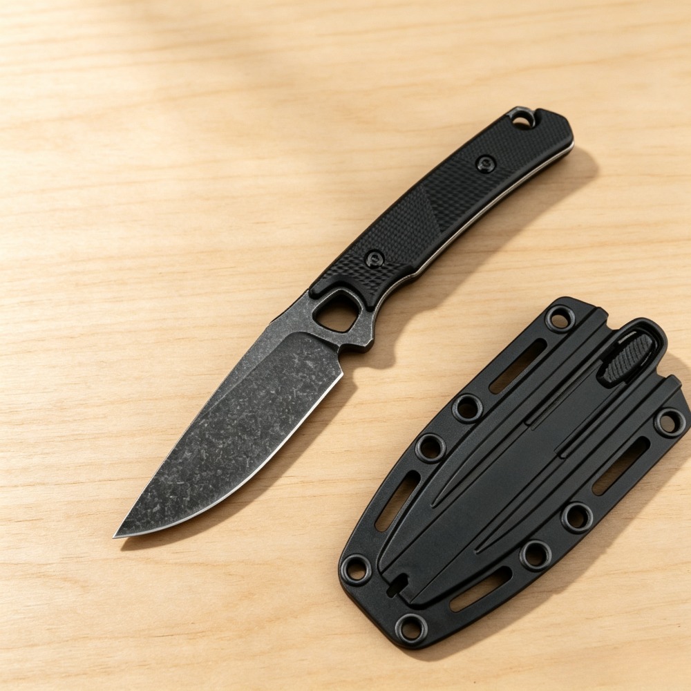 2048 EDC Straight Knife Black  - Bushcraft Knife Fixed review and price